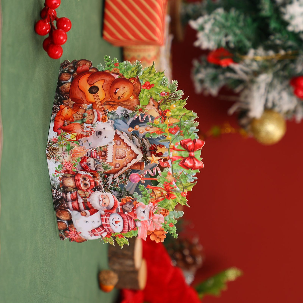 Santa Claus Animals Forest 3D Pop Up Card