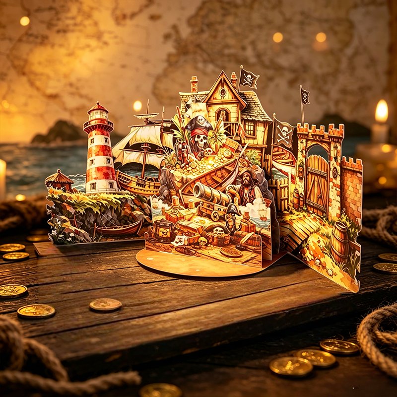 Pirate Theme Double Door Pop Up Card