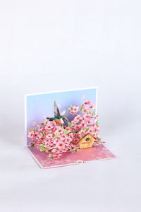 Cherry Blossom Hummingbird Greeting Card 2-Pack