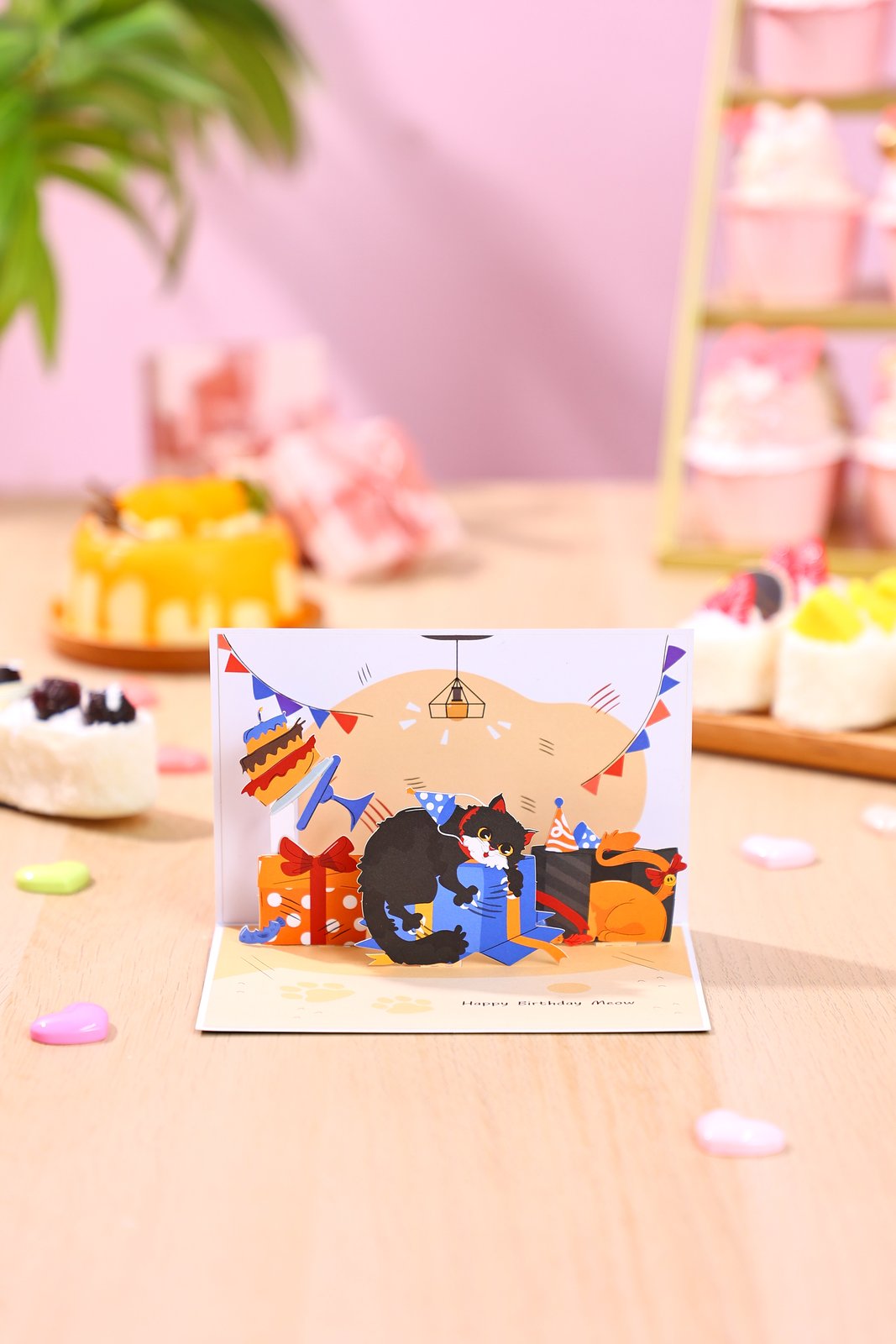 Lights Off Cat 90° 3D Pop Up Card