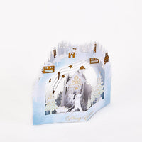 White Snowy Scene Forest Cottage 3D Pop Up Card