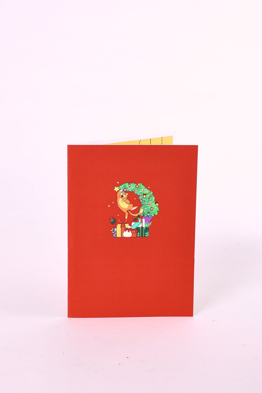 Cat Christmas Tree Crescent Moon 3D Pop Up Card