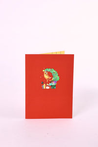 Cat Christmas Tree Crescent Moon 3D Pop Up Card