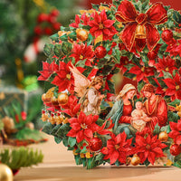 Red Nativity Floral Wreath Ornament