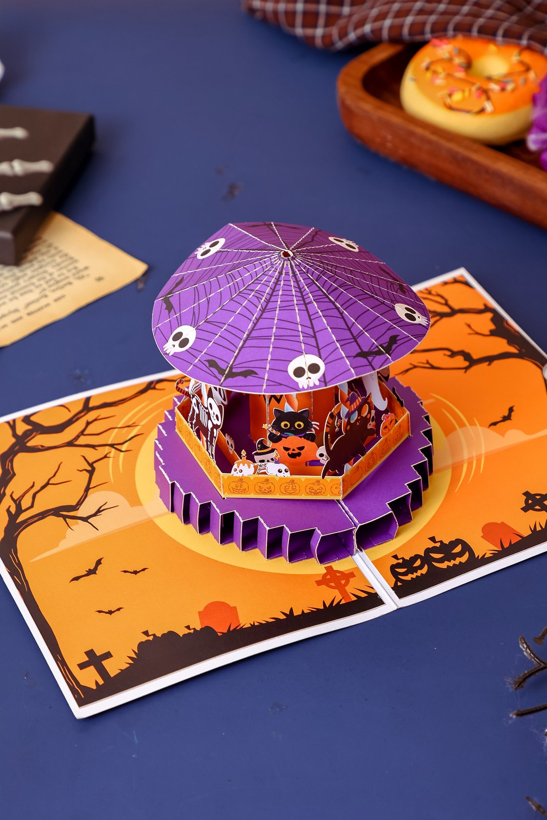Halloween Spinning Cat 3D Pop Up Card
