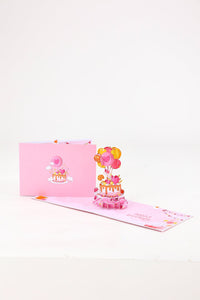 Pink Cake Birthday 3D Pop Up Card