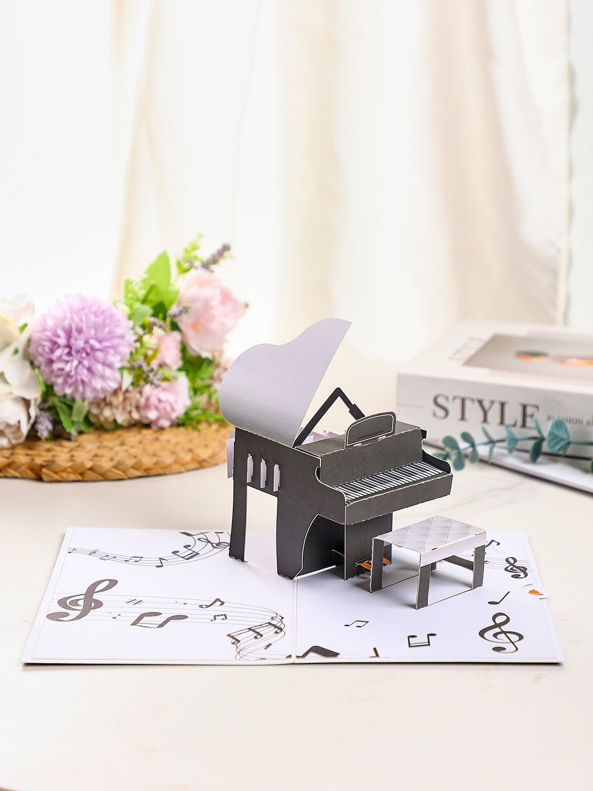 Piano Swirl Flip Pop Up Card