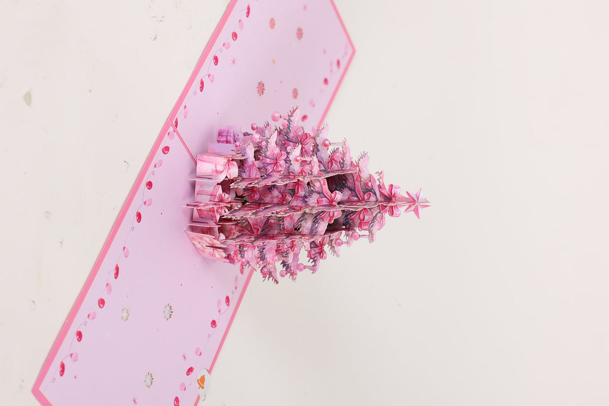 Pink Christmas Tree Greeting Card