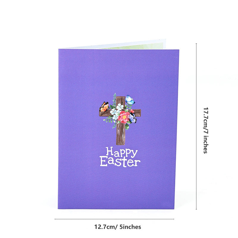 Distributor Wholesale Easter Cross 3D Pop-Up Card With Religious Spring & Butterfly Design