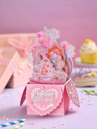 Heart Cake Box Birthday Greeting Card
