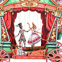Vintage Wood Theater Horse Carriage Pop Up Card