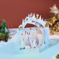 White Snowy Scene Forest Cottage 3D Pop Up Card