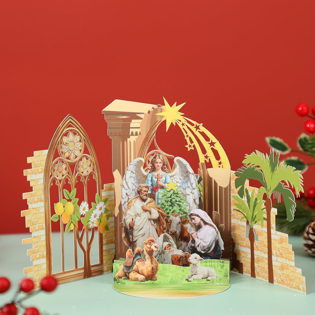 Nativity Double Door Pop Up Card