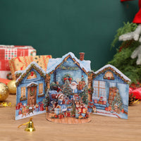 Blue Christmas Yard Double Door 3D Pop Up Card