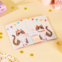 Cartoon Cat Birthday Flip Pop Up Card