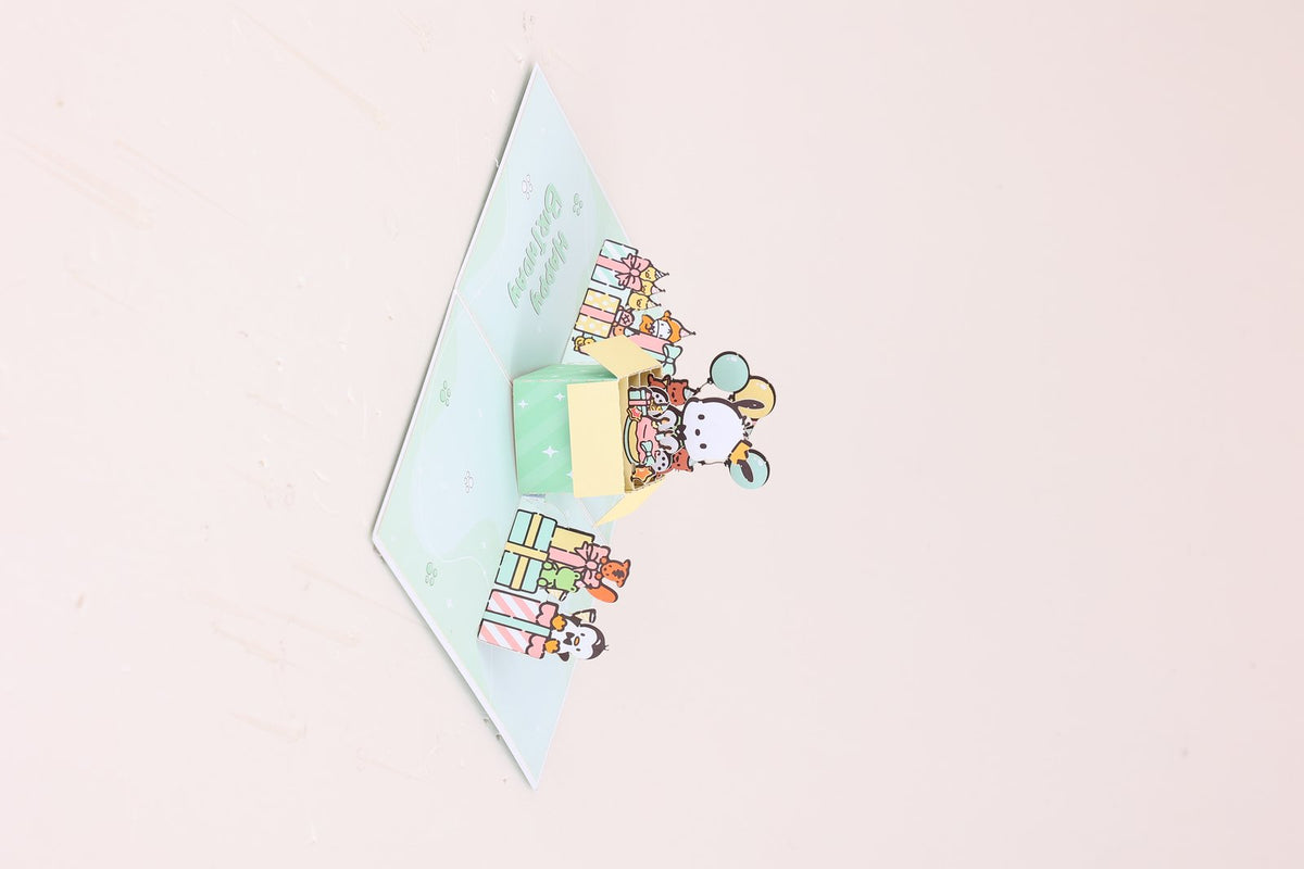 Pochacco Gift Box Birthday 3D Pop Up Card