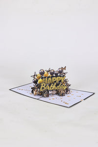 Black Gold Teddy Bear Birthday Greeting Card