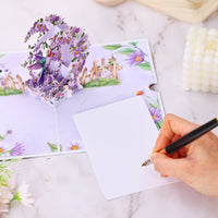 Purple Daisy Crescent Moon Greeting Card