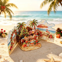 Christmas Beach Double Door Pop Up Card