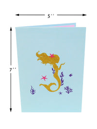 Gold Foil Mermaid Flip Pop Up Card