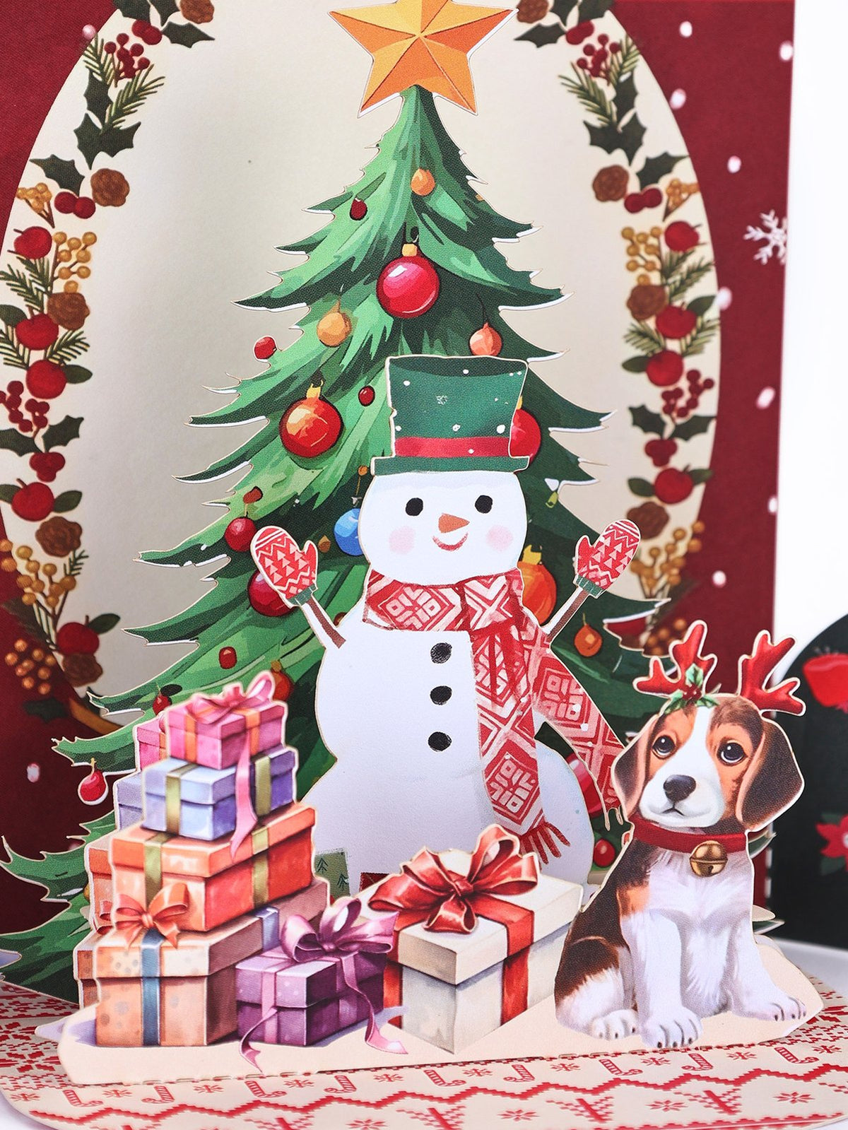 Christmas Snowman Christmas Tree Arch 3D Pop Up Card
