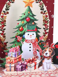 Christmas Snowman Christmas Tree Arch 3D Pop Up Card