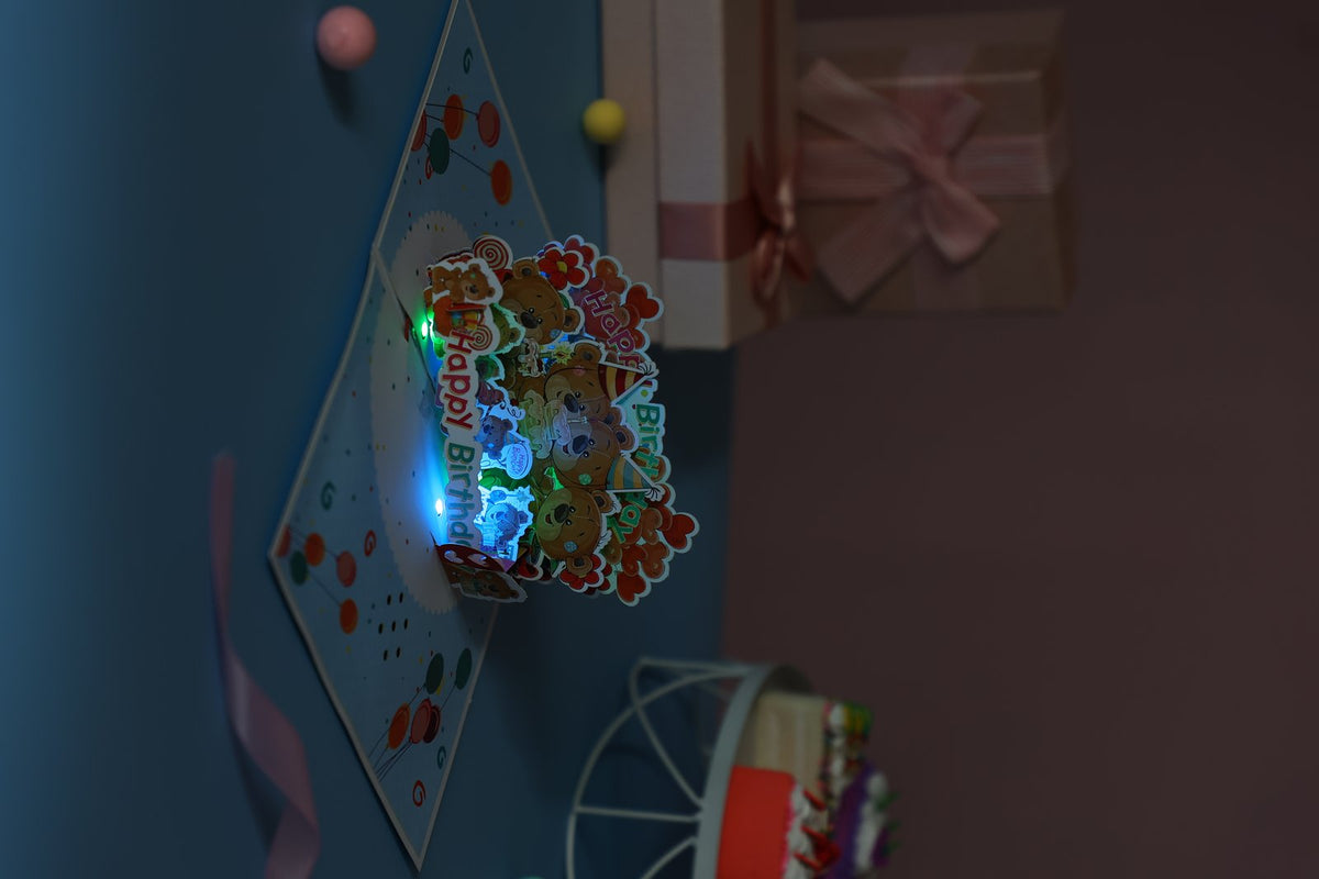 Birthday Bear Music 3D Pop Up Card