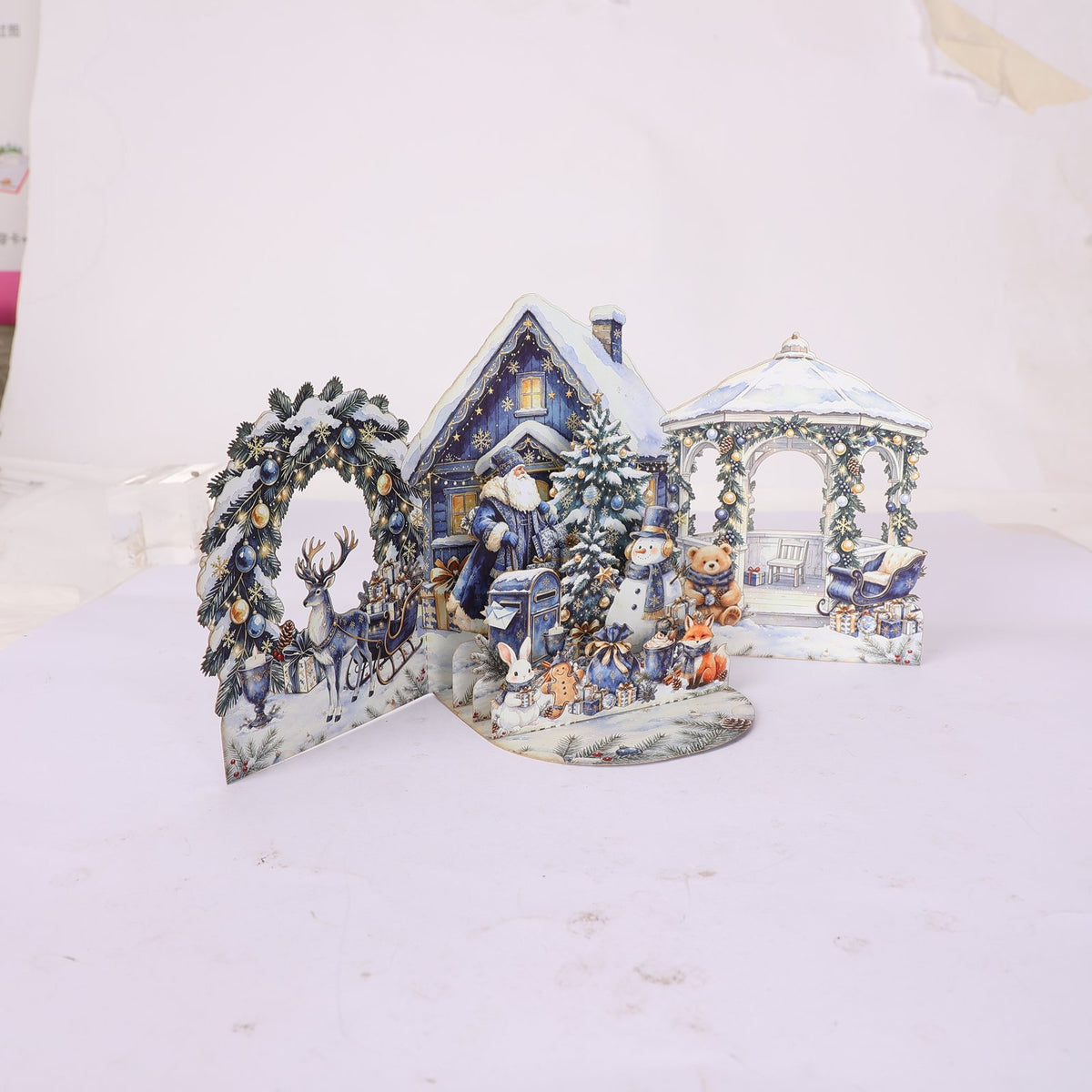 Blue Christmas Double Door Pop Up Card