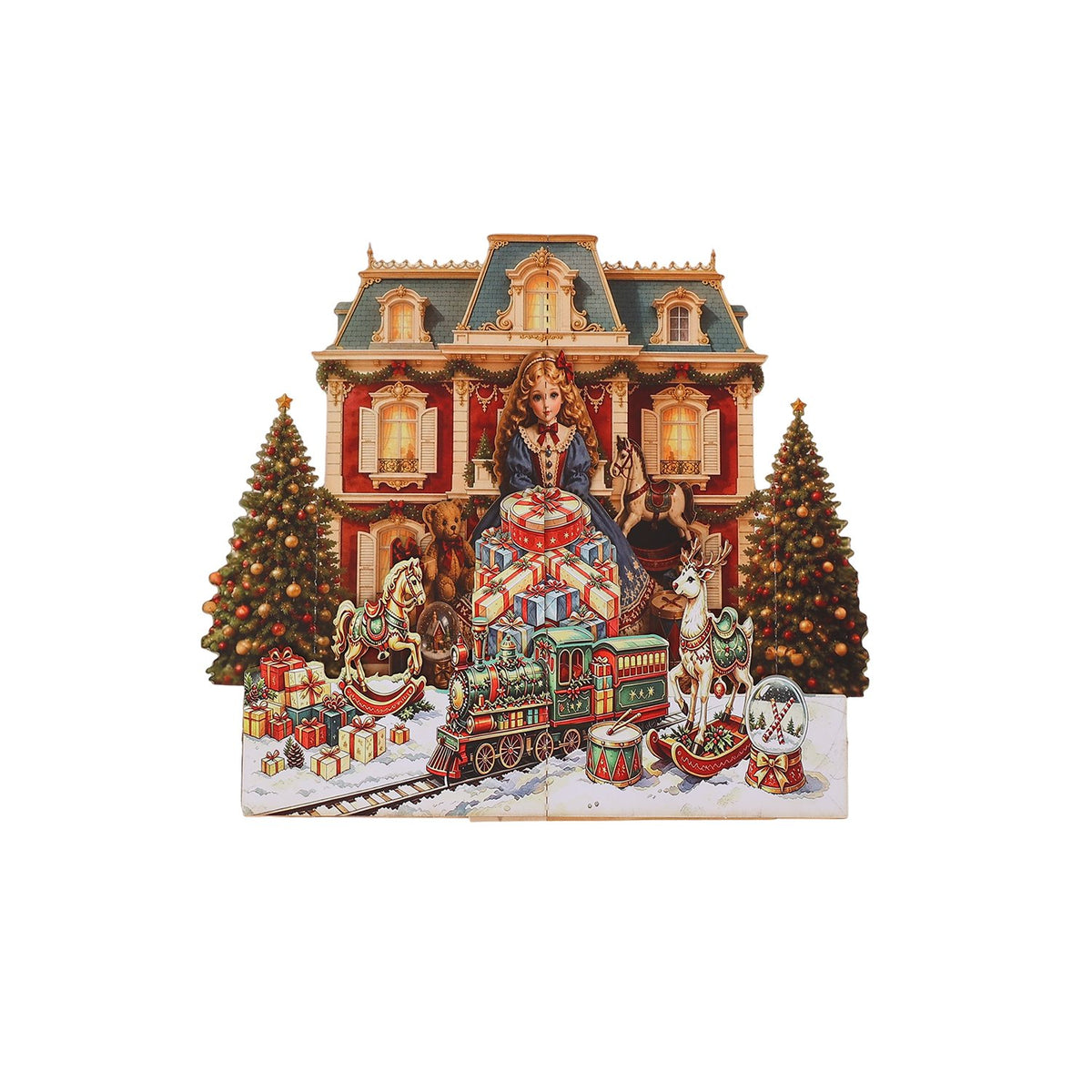 Christmas Vintage Amusement Park Ornament Greeting Card