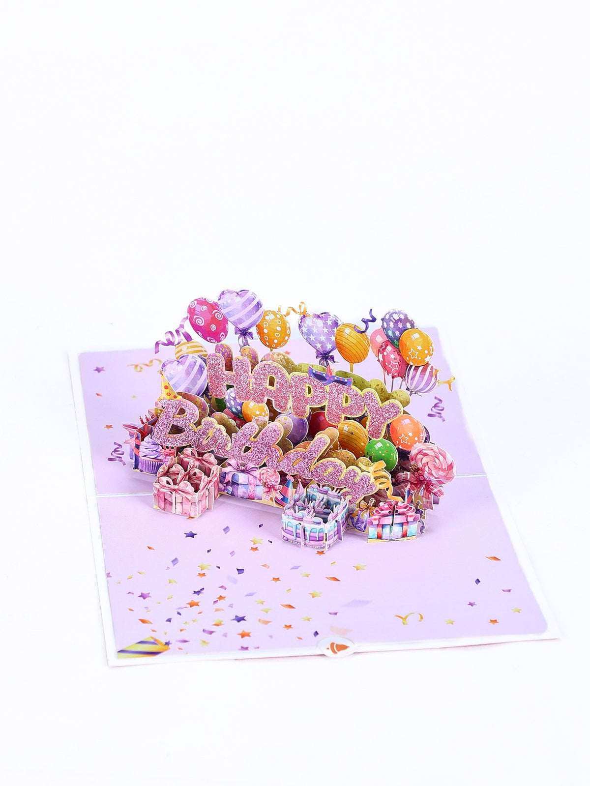 Pink Glitter Happy Birthday 3D Pop Up Card