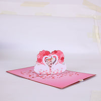 Heart Rose Swan Greeting Card