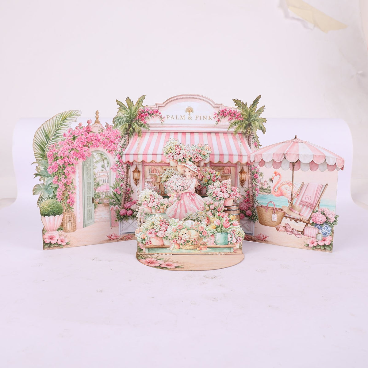 Girl Beach Flower Double Door Card
