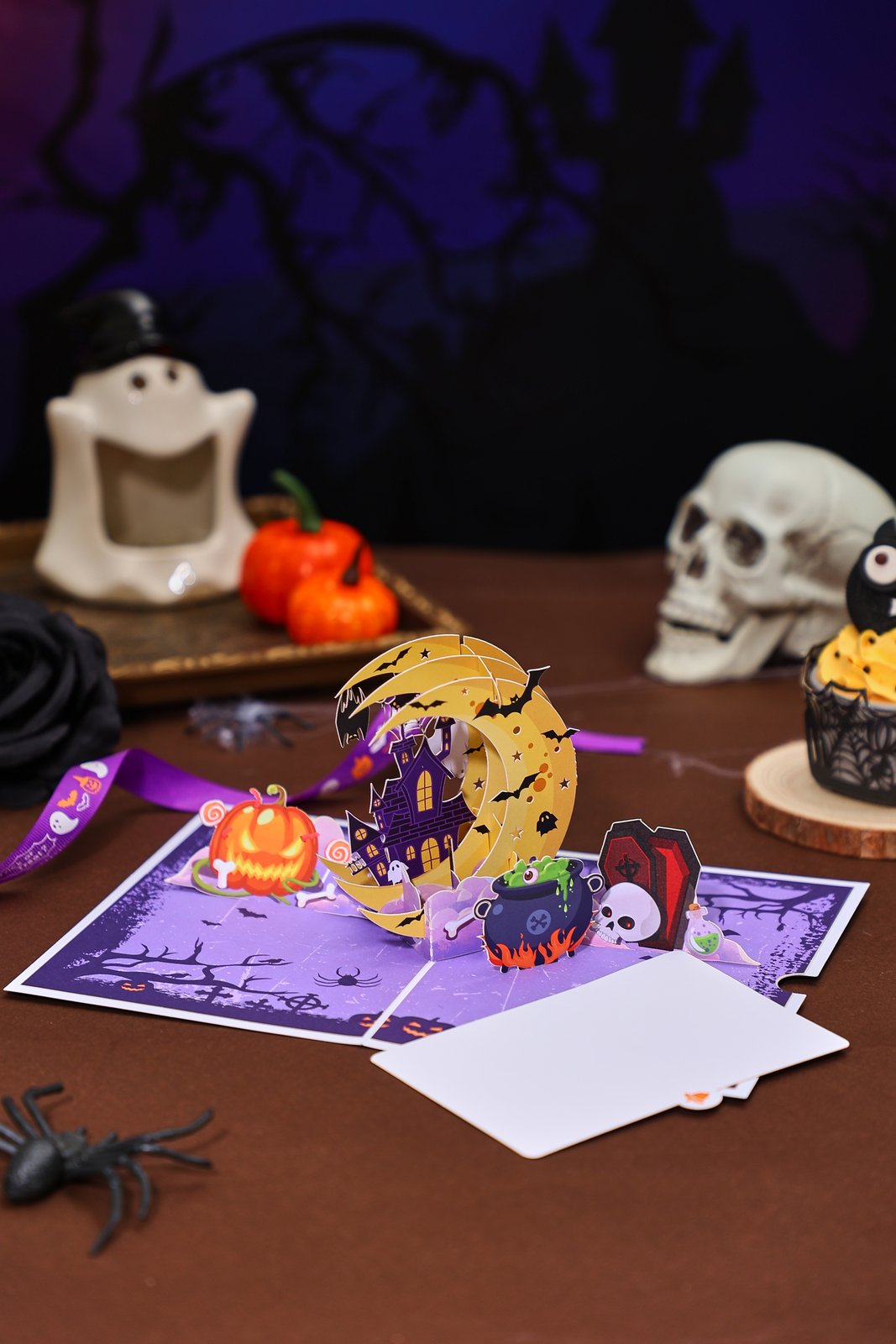 Halloween Crescent Moon Castle 3D Pop Up Card