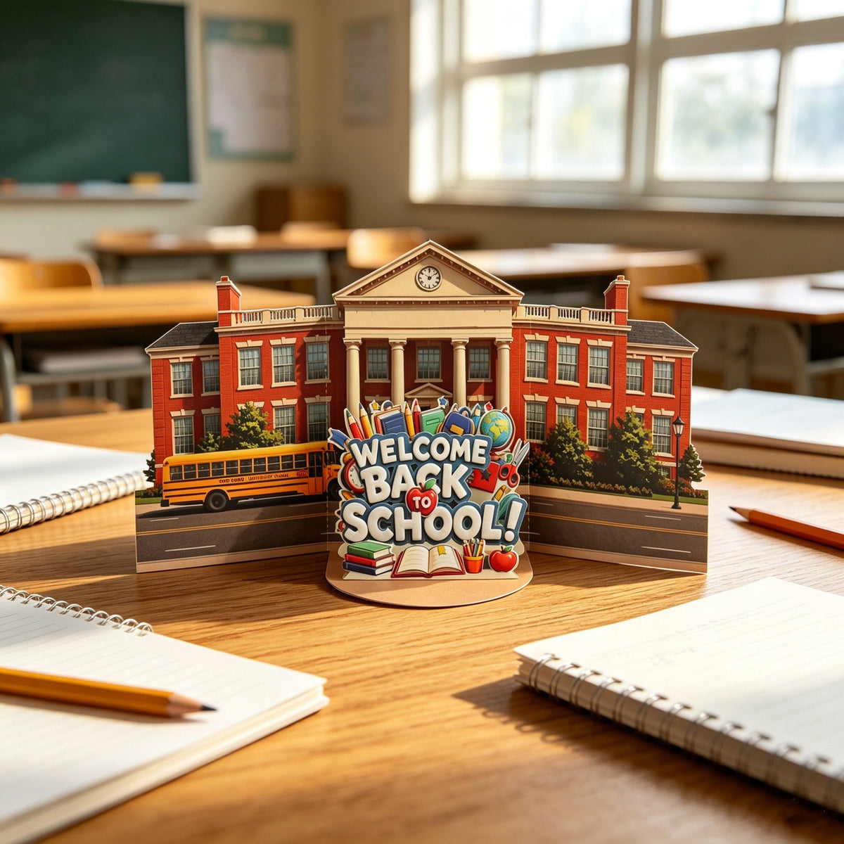 Back To School Double Door 3D Pop Up Card