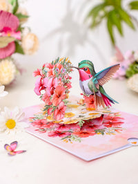 Hibiscus Hummingbird 3D Pop Up Card