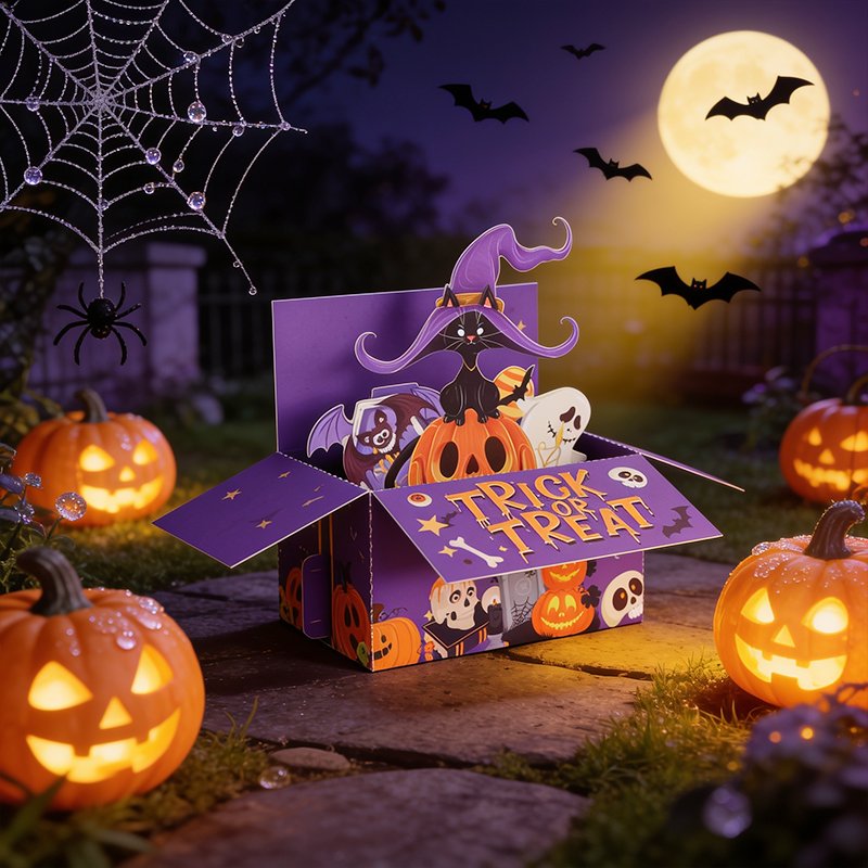 Halloween Cat Box Greeting Card