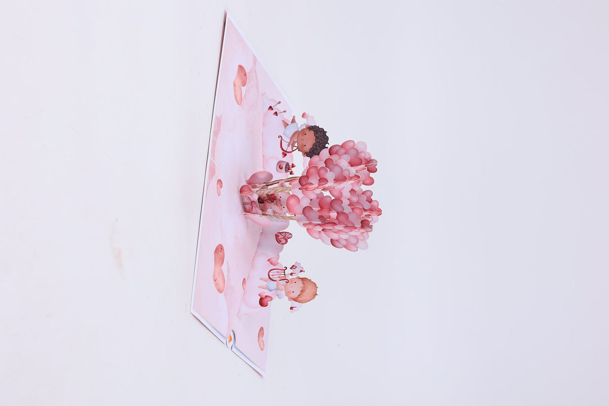 Valentine's Day Pig Hot Air Balloon 3D Pop Up Card