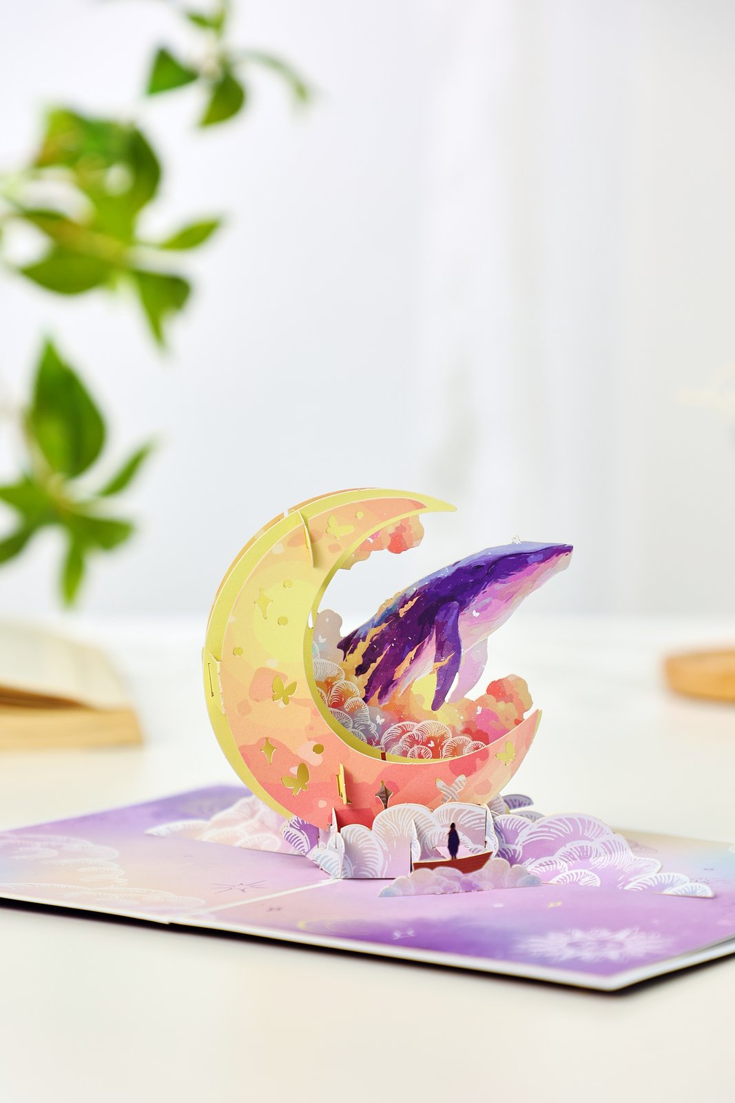 Moon Whale 3D Pop Up Card