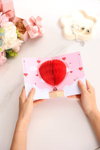 Valentine's Day Hot Air Balloon Honeycomb Greeting Card