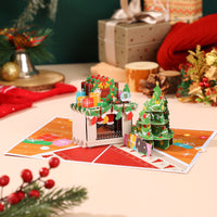 Christmas Fireplace Floral Wreath Flip Pop Up Card