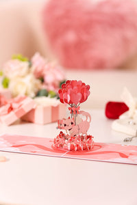 Cupid Cat Heart Balloon 3D Pop Up Card