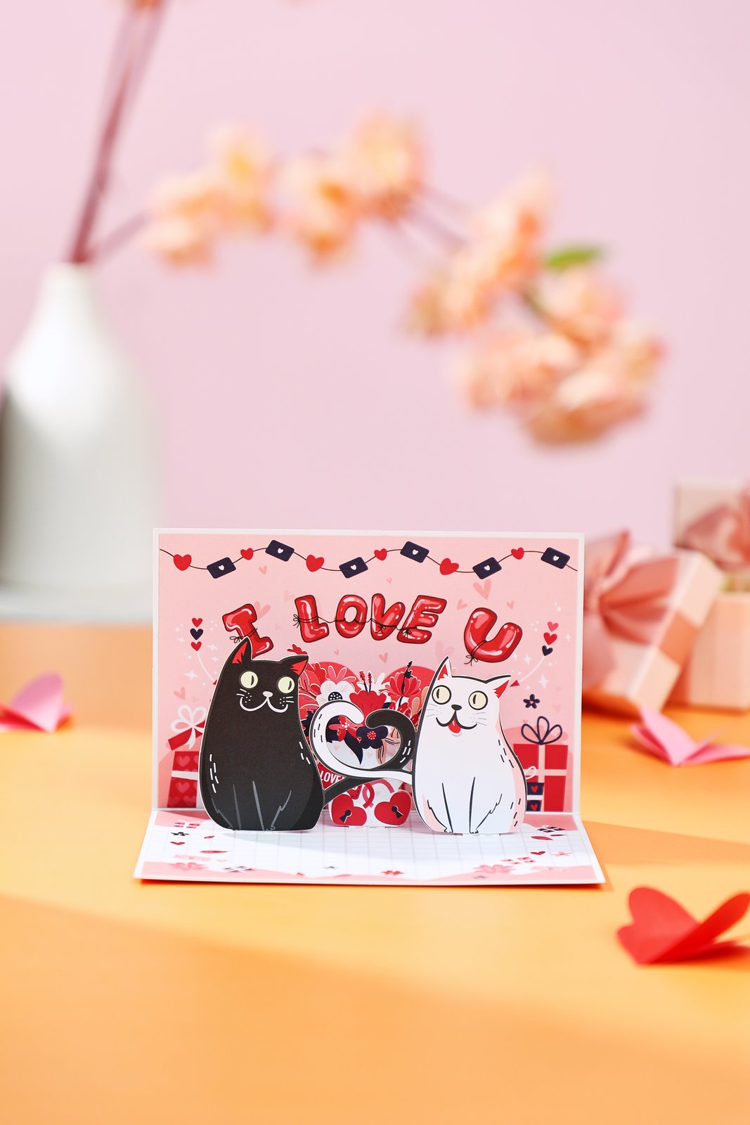 90° Valentine's Day Cat Greeting Card