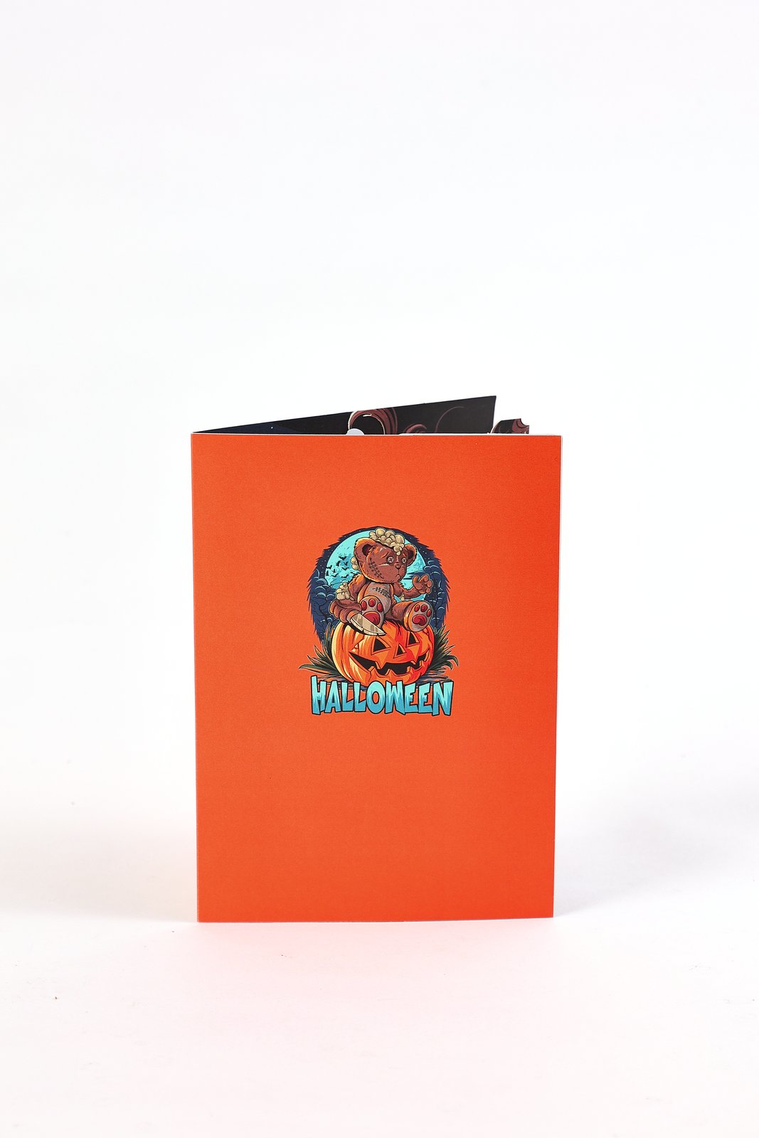 Halloween Pumpkin Bear Open Door 3D Pop Up Card