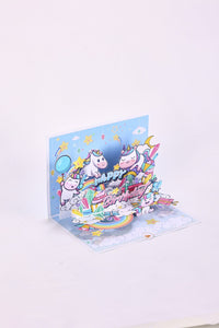 Blue Unicorn Birthday Greeting Card