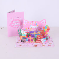 Cat Egg Birthday Party 3D Pop Up Card