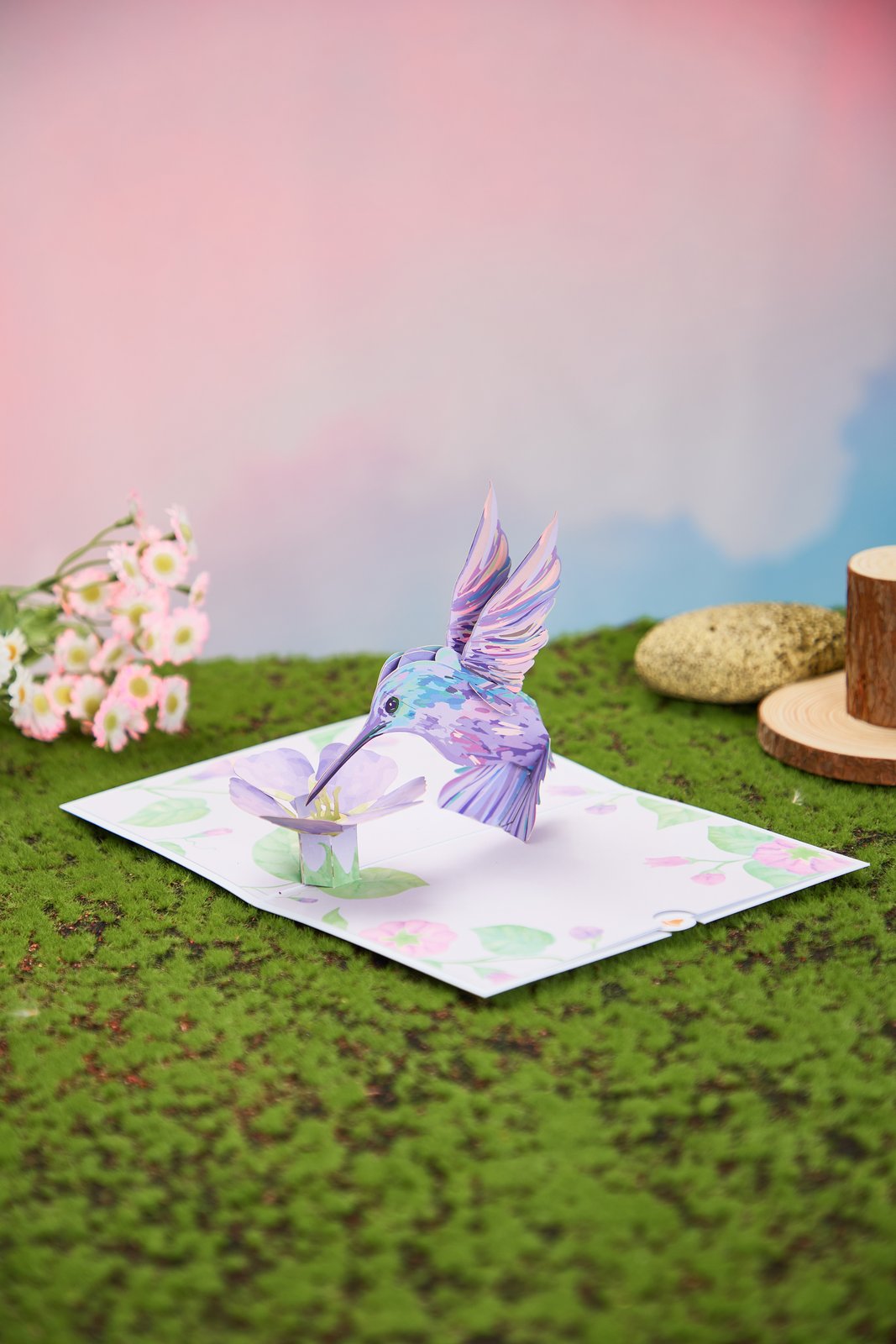 Purple Hummingbird 3D Pop Up Card