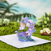 Butterfly Fresh Flowers Crescent Moon 3D Pop Up Card