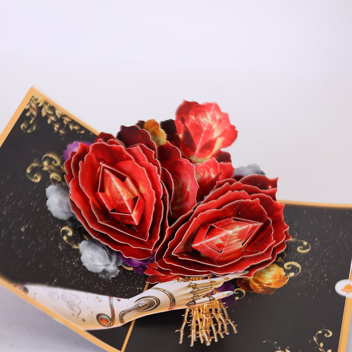 Black Gold Rose 3D Pop Up Card