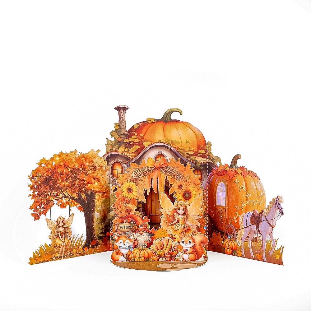 Thanksgiving Gnome Pumpkin Double Door Card