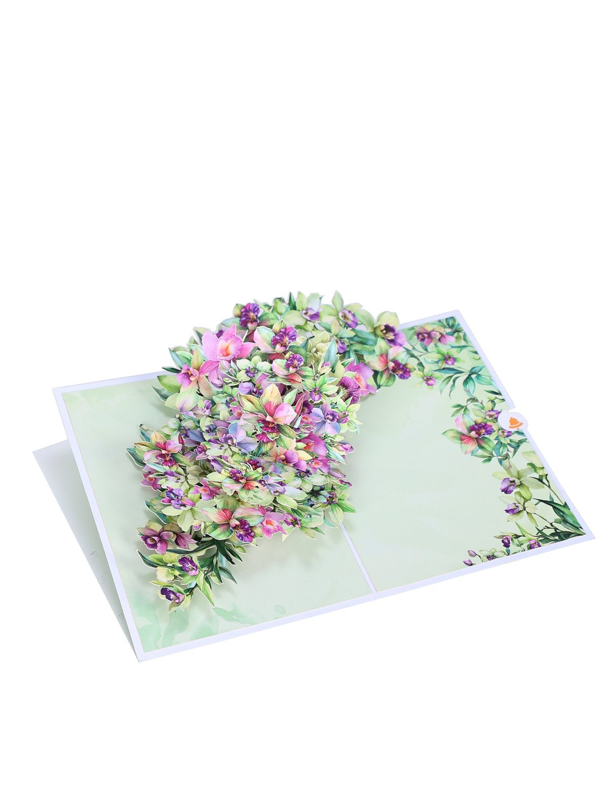Green Dendrobium Orchid Floral Branch Greeting Card